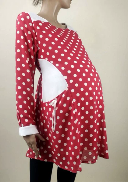 تونیک بارداری جیب‌دار سایز بزرگ پارچه حریر کد1473