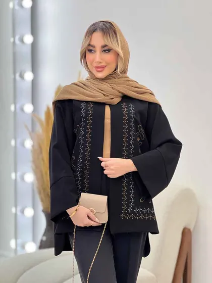 مانتو گلدوزی جلو باز