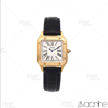 ساعت کارتیر زنانه مدل سانتوس دومونت قاب طلایی صفحه سفید 106170