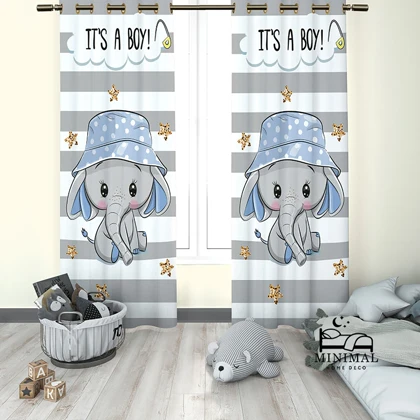 پرده کودک طرح فیل مدل W4921