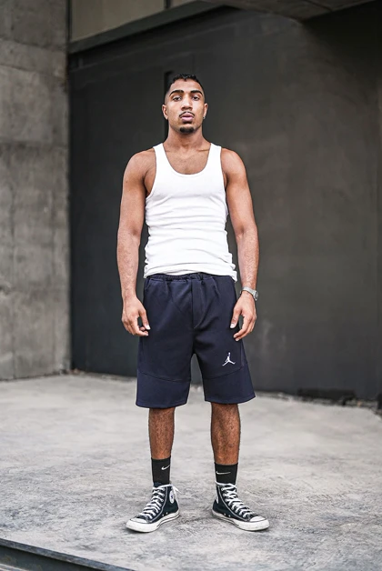 شلوارک ورزشی بگ JORDAN گلدوزی سرمه ای