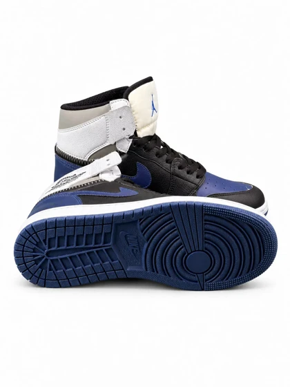کفش کتانی مردانه مدل جردن وان ساق‌دار مشکی سرمه ای Nike jordan1