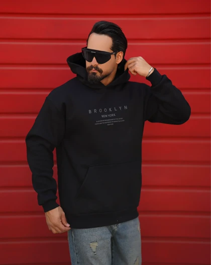 هودی مردانه دورس سه‌نخ طرح Brooklyn
