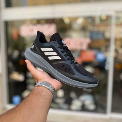 کتانی آدیداس راحتی مشکی طوسی سایز بزرگ کد 5278