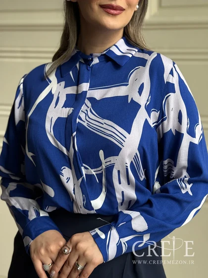 شومیز نخی جلو دکمه طرحدار