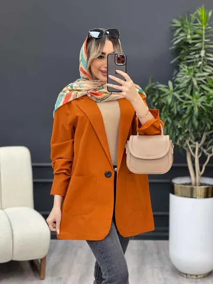 مانتو لینن کتی تک دکمه