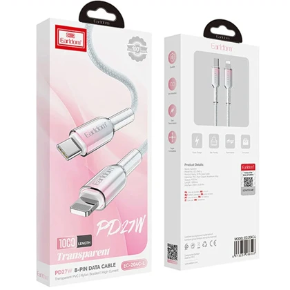 کابل تایپ سی به لایتنینگ ارلدام مدل EC-204C-L توان 27 وات یک متر