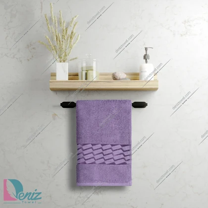 حوله دستی بزرگ طرح آرام رنگ یاسی تیره