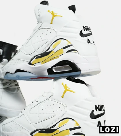 کفش کتانی ساق‌دار مردانه سفید زرد Nike air jordan 5 v02