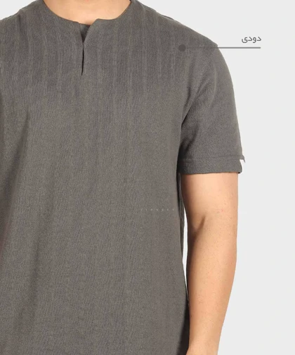 تیشرت یقه کوبایی ساده 4207