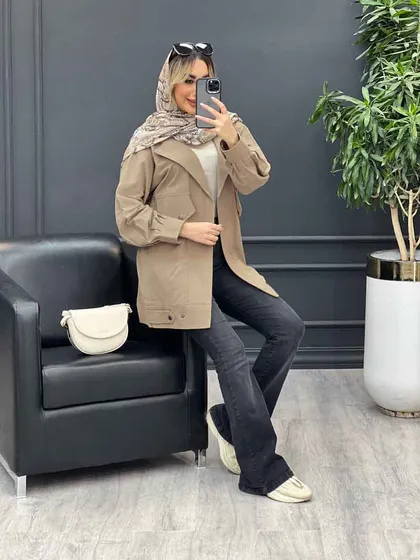 مانتو لینن دو جیب نما پایین پاگن