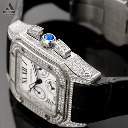 ساعت زنانه کارتیه سانتوس کرنوگراف Cartier Santos 100 Diamond SKW
