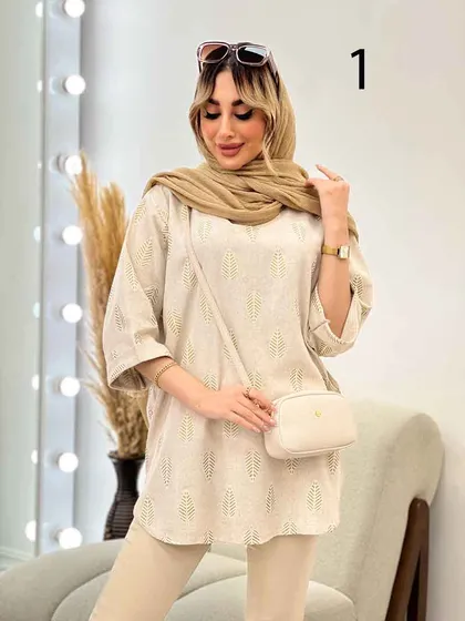 مانتو لینن نچرال آستین دوبل