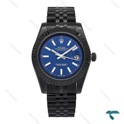 ساعت مردانه رولکس دیت جاست مشکی صفحه آبی Rolex-6618-L