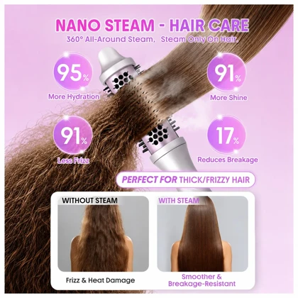 برس حرارتی بخار حجم‌دهنده شیگلم SHEGLAM Hydra Shot Steam Blowout Brush Pro نسخه 38 میلی‌متری