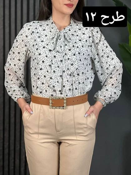 شومیز حریر آستین پف کد 1668