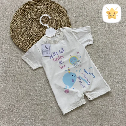 سرهمی نوزادی پنبه برند BABY LIFE هشت پا و نهنگ