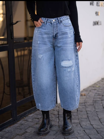 شلوارجین زنانه مدل بارل قد 90 شناسه71195