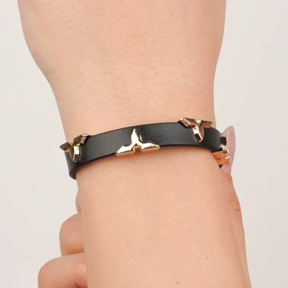 دستبند چرم استیل Louis vuitton رنگ مشکی