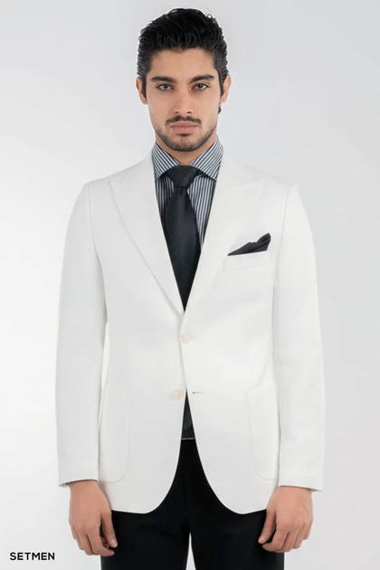 کت تک مردانه نیم آستر دو دکمه یقه ایتالیایی