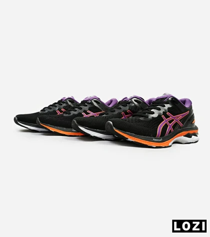 کتانی بزرگ پا مشکی بنفش نارنجی ASICS GEL-KAYANO 27