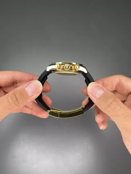 ساعت مچی رولکس دیتونا صفحه طرحدار رابر مشکی دورنگین Rolex Daytona