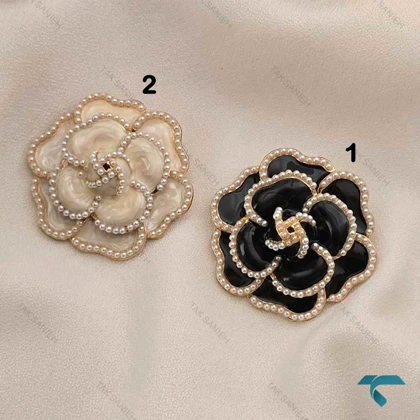 گلسینه کرم و مشکی مرواریدی شنل GolSineh-8907-L