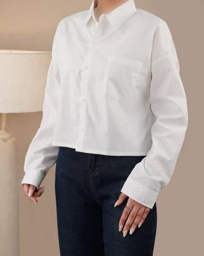 شومیز کراپ سفید ساده کد 29431