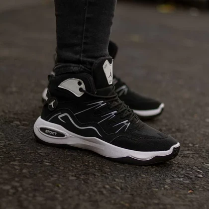 کتانی جردن ساق‌دار مشکی بزرگپا کد 6010