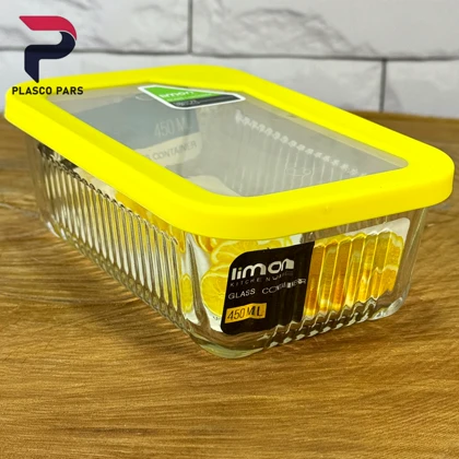ظرف شیشه ای 450 شیاردار لیمون