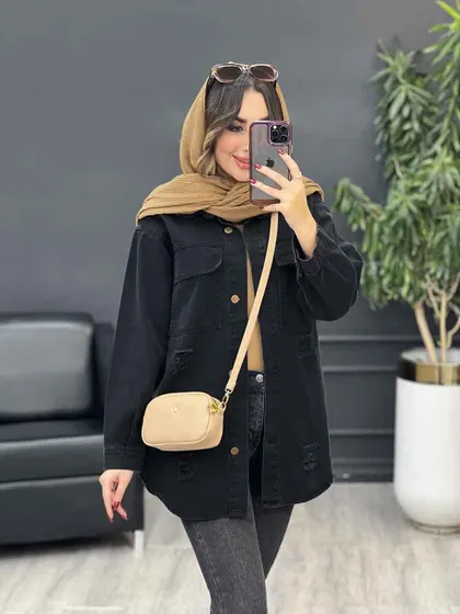 مانتو جین جیب پاکتی لاوین
