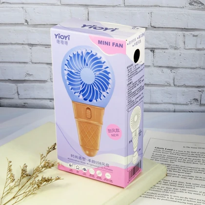 پنکه همراه مدل دستی و رومیزی طرح بستنی ظرفیت 500 میلی آمپر ساعت