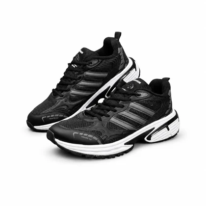 کفش کتانی مردانه مدل آدیداس مشکی خط طوسی adidas