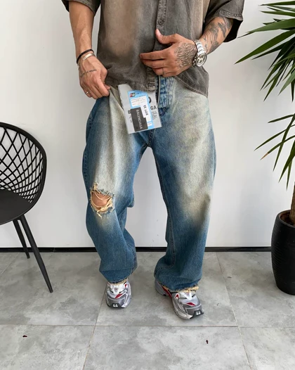 شلوار فول بگ کثیفشور زانو زاپ BALENCIAGA
