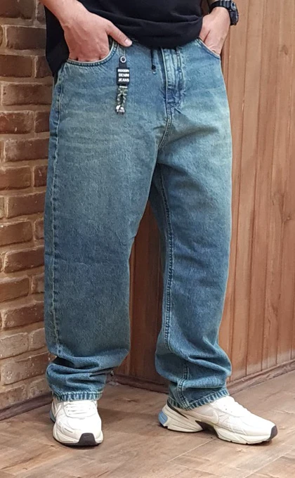 شلوار جین بگ پارچه ترک رنگ خاص