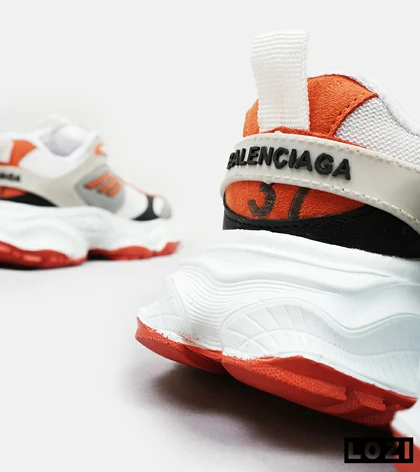 کفش کتانی زنانه سفید طوسی نارنجی BALENCIAGA
