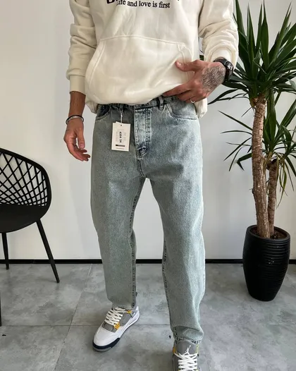 شلوار مام استایل ابی روشن یخی PULL & BEAR