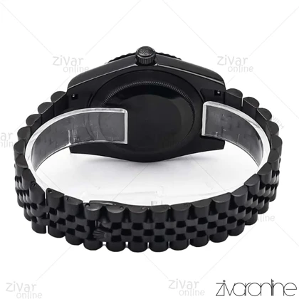 ساعت رولکس دیت جاست مردانه مشکی صفحه آبی ایندکس خطی 106618