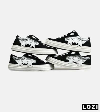 کفش اسنیکرزمشکی طوسی سفید Amiri Stars v2 مدل 7075