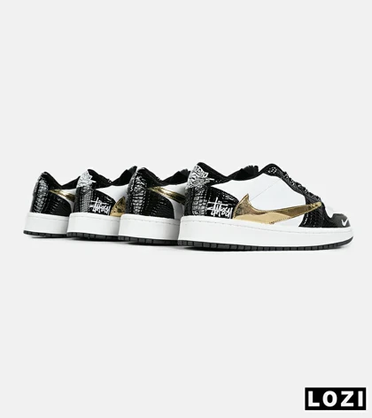 کفش کتانی مردانه و زنانه مشکی سفید طلایی NIKE travis scott مدل 7483