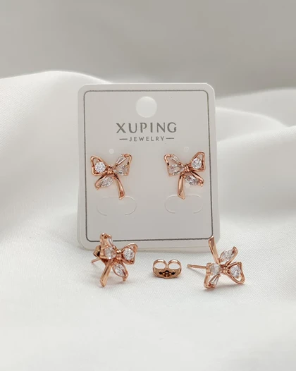 گوشواره میخی پاپیون نگین‌دار ژوپینگ