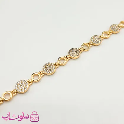 دستبند دخترانه ژوپینگ با حلقه های دایره نگین‌دار
