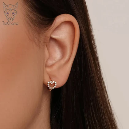 گوشواره ژوپینگ حلقه‌ای قلب الماسی