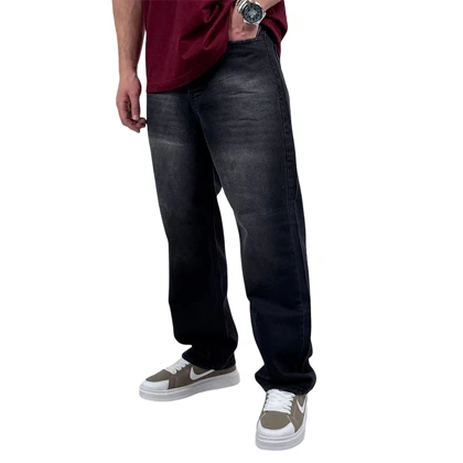 شلوار جین بگ مردانه مشکی زغالی کد 1