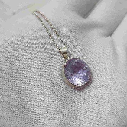 گردنبند نقره با سنگ آمیتیست جواهری (بدون زنجیر)
