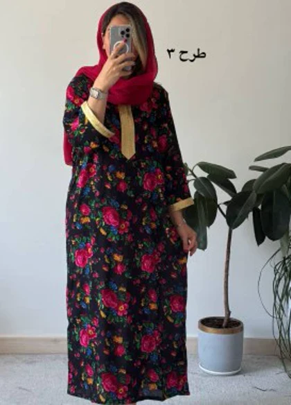 پیراهن نخی گلی
