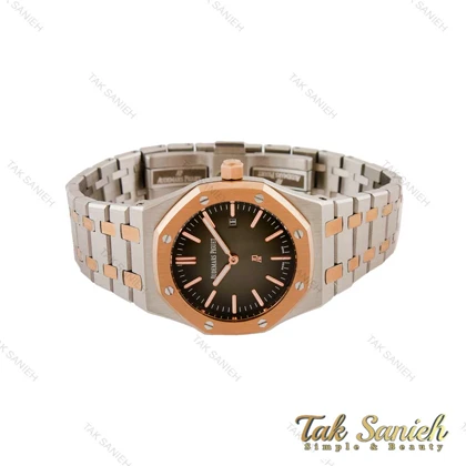 ساعت ای پی زنانه دورنگ رزگلد صفحه طوسی مشکی AP-5380-L