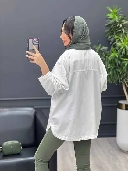مانتو جین رنگی دو جیب