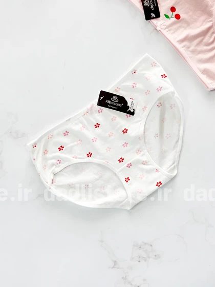 شورت اسلیپ نخ پنبه عروسکی سفید پنککی طرح گیلاس