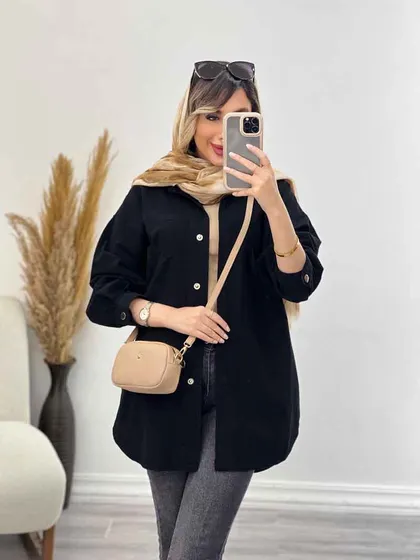 مانتو دکمه مخفی برش‌دار